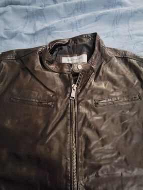 Marc New York Men's Brown Leather Zip-Front Moto Jacket
